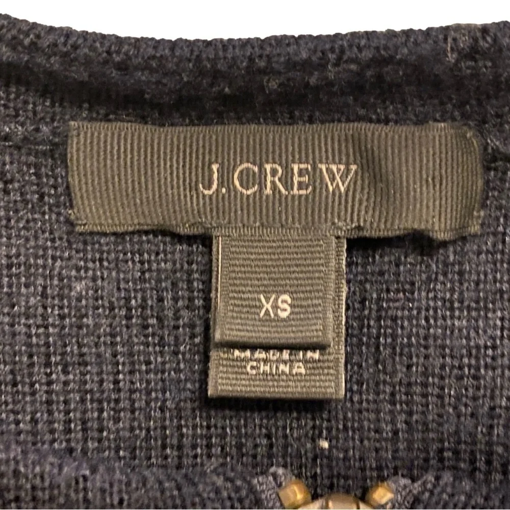 J. Crew Women’s 2-tone Blue Gray Merino Wool Full Zip Color Block Cardigan - XS​ - Picture 2 of 2